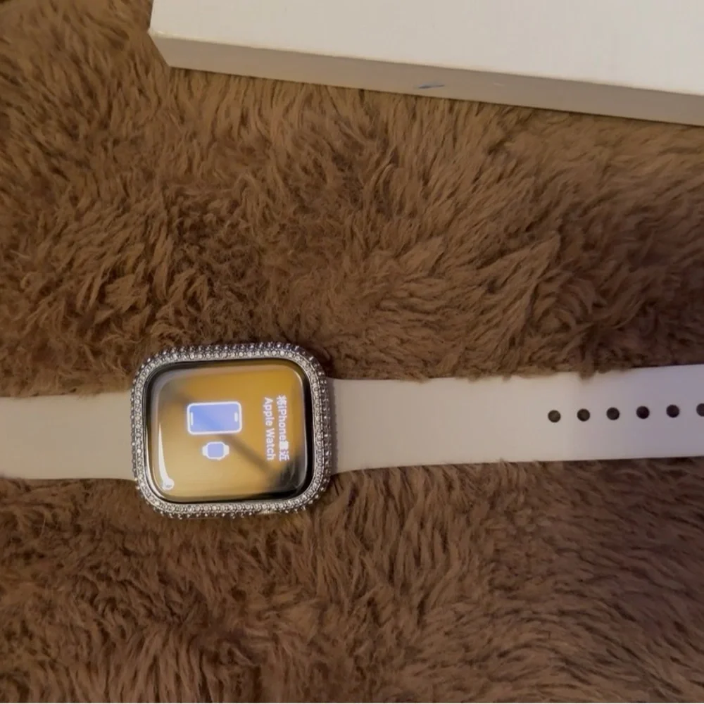 Apple White Smartwatch with Crystal Bezel